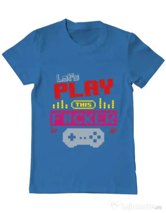 Tricou ADLER barbat Lets play this Albastru azuriu