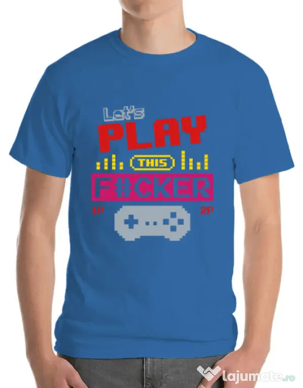 Tricou ADLER barbat Lets play this Albastru azuriu