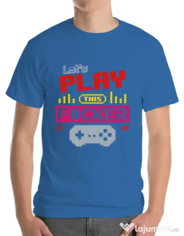 Tricou ADLER barbat Lets play this Albastru azuriu