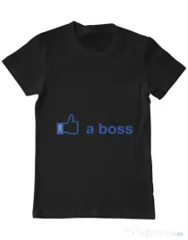 Tricou ADLER barbat Like a boss Facebook Negru