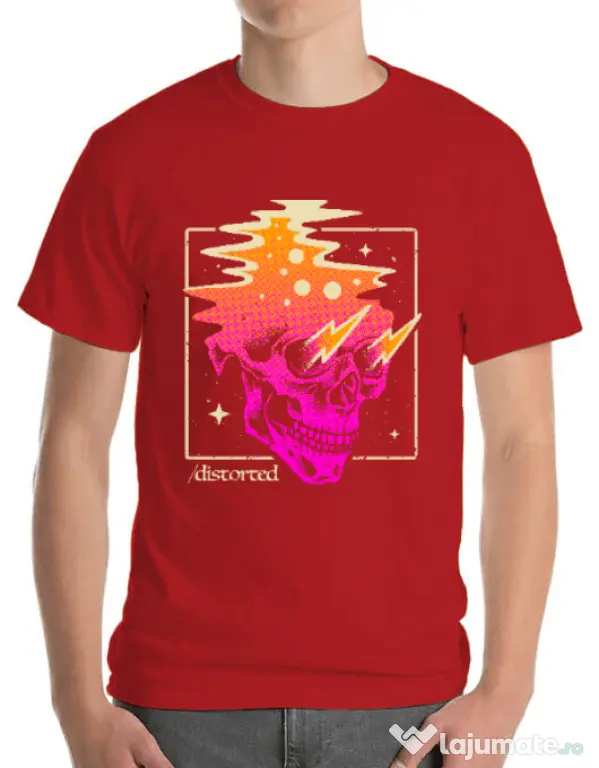 Tricou ADLER barbat Distorted Rosu