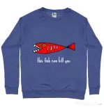 Bluza ADLER barbat This fish can kill you Albastru melanj