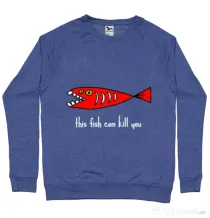 Bluza ADLER barbat This fish can kill you Albastru melanj
