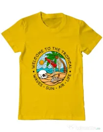 Tricou ADLER barbat Welcome to the tropical Galben