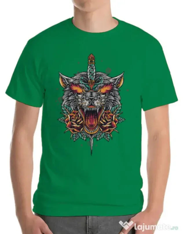 Tricou ADLER barbat Stabbed wolf Verde mediu