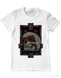 Tricou ADLER barbat Skullcross Alb