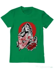 Tricou ADLER barbat Virgin Mary Verde mediu