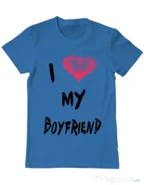 Tricou ADLER barbat I love my boyfriend Albastru azuriu