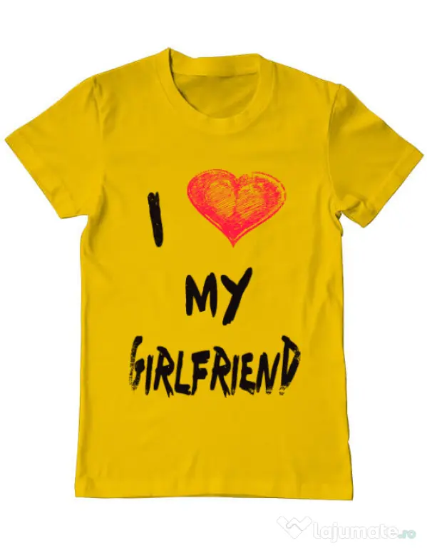 Tricou ADLER barbat I love my girlfriend Galben