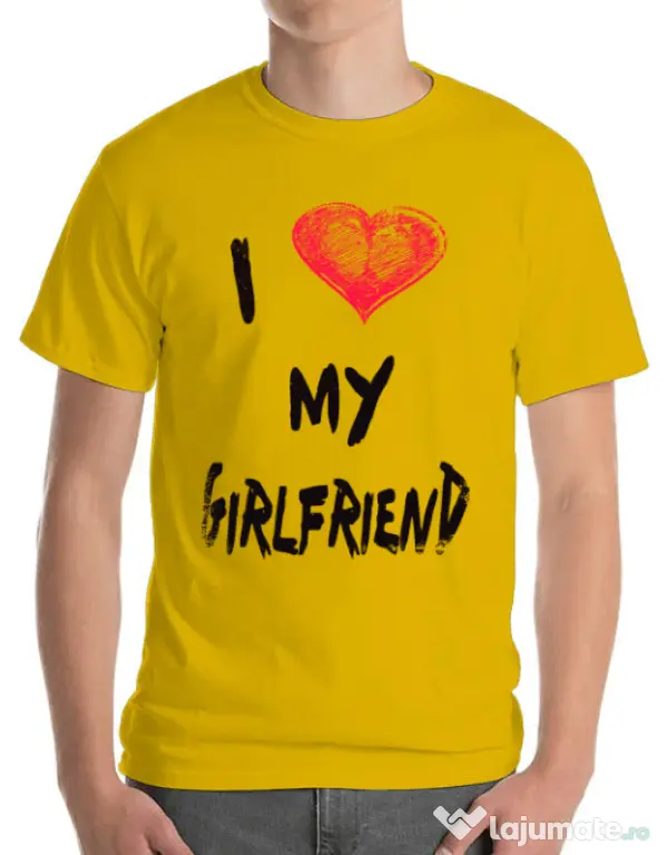 Tricou ADLER barbat I love my girlfriend Galben