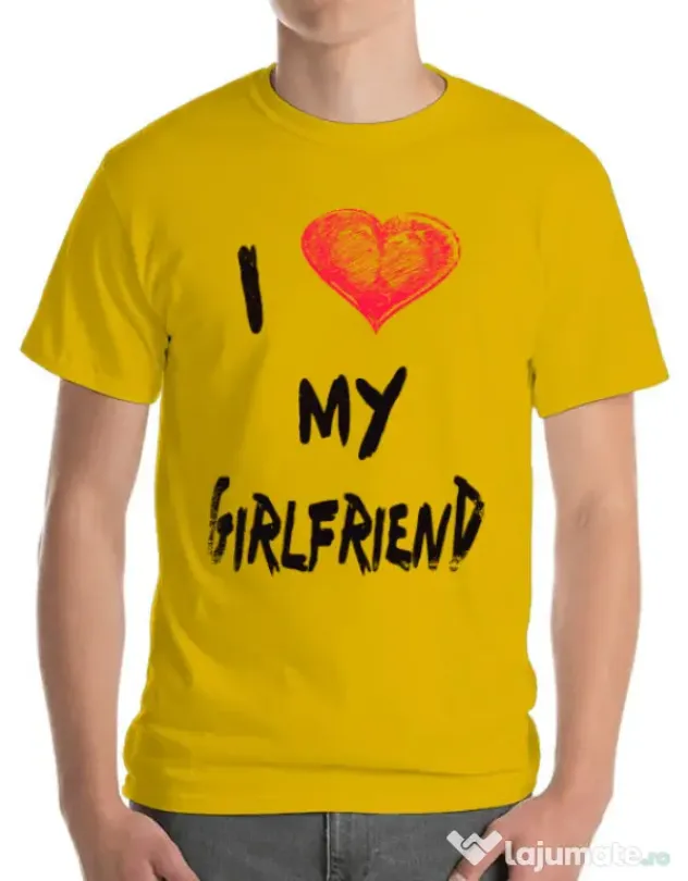 Tricou ADLER barbat I love my girlfriend Galben