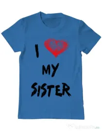 Tricou ADLER barbat I love my sister Albastru azuriu