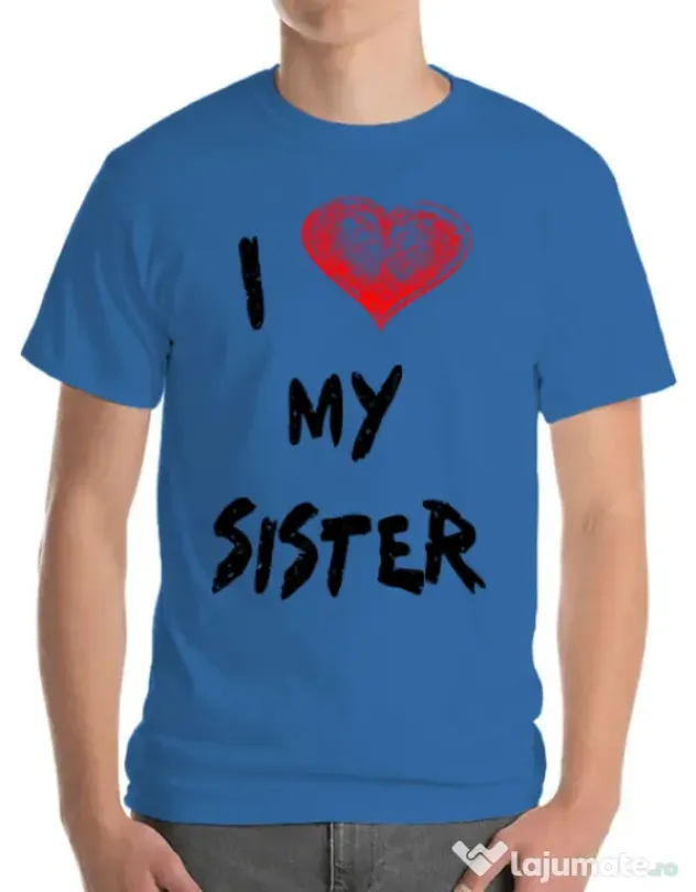 Tricou ADLER barbat I love my sister Albastru azuriu