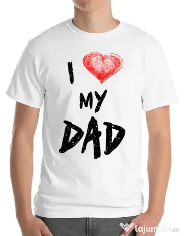 Tricou ADLER barbat I love my dad Alb