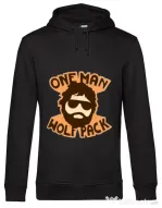 Hoodie barbat cu gluga One man wolf pack Negru