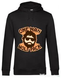 Hoodie barbat cu gluga One man wolf pack Negru