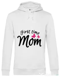 Hoodie barbat cu gluga First time mom Alb