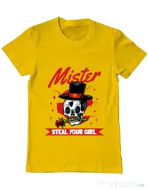 Tricou ADLER barbat Mr. steal your girl Galben