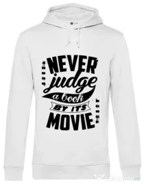 Hoodie barbat cu gluga Never judge a book Alb