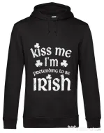 Hoodie barbat cu gluga Pretending to be irish Negru