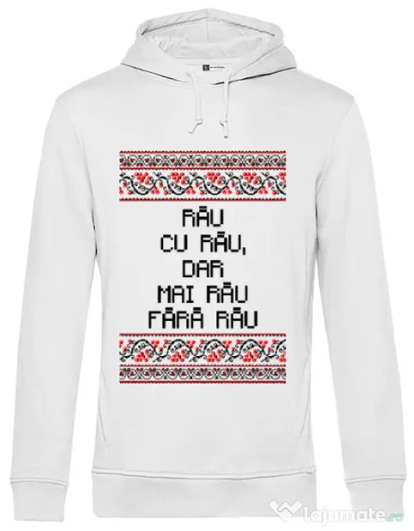Hoodie barbat cu gluga Rau cu rau Alb