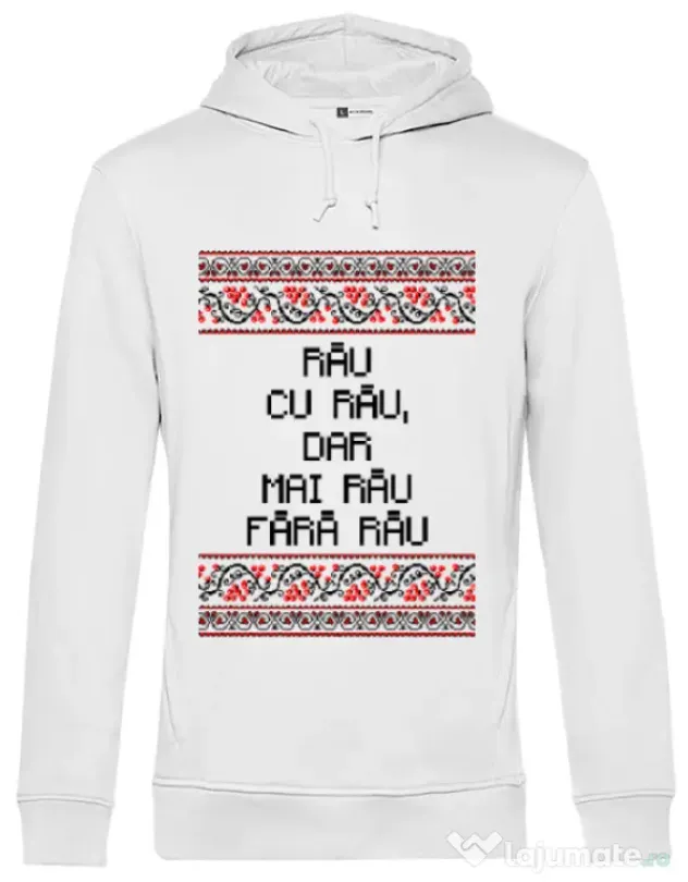 Hoodie barbat cu gluga Rau cu rau Alb