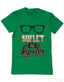 Tricou ADLER barbat Suflet de hipster Verde mediu