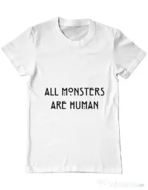 Tricou ADLER barbat All monsters are human Alb