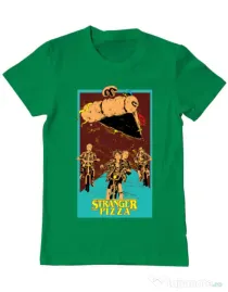 Tricou ADLER barbat Stranger pizza Verde mediu