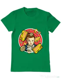 Tricou ADLER barbat Stranger Waffles Verde mediu