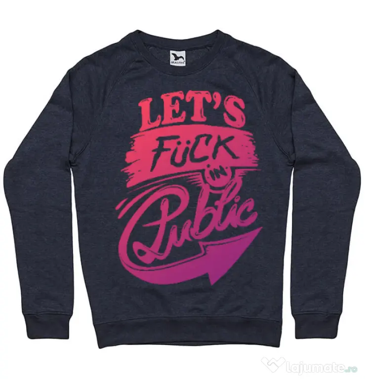 Bluza ADLER barbat Let's fuck in public Denim inchis