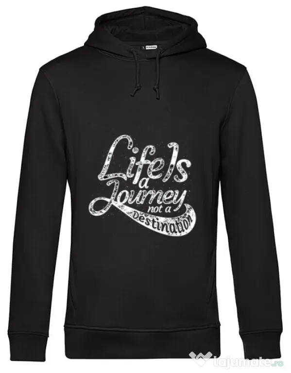 Hoodie barbat cu gluga Life Is A Journey Negru