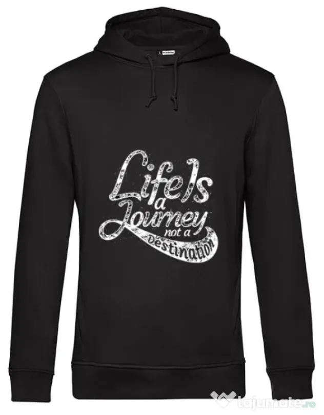 Hoodie barbat cu gluga Life Is A Journey Negru