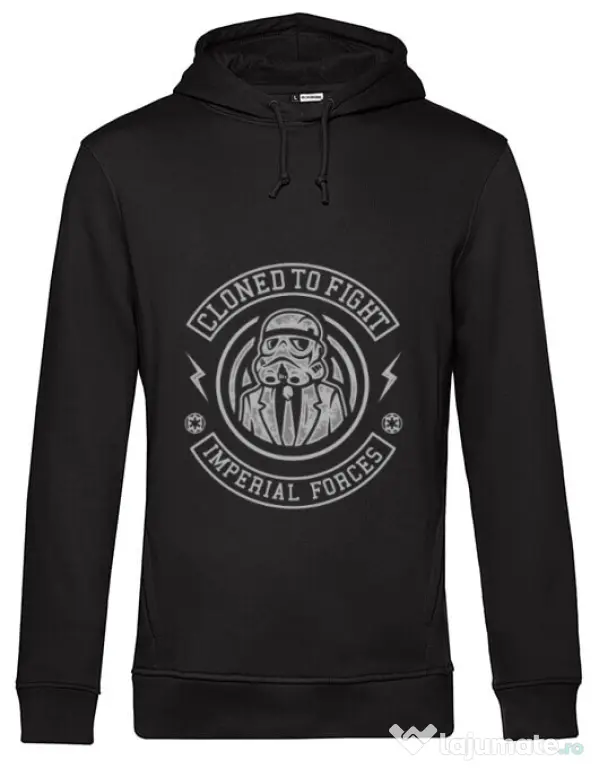 Hoodie barbat cu gluga Cloned to Fight Negru