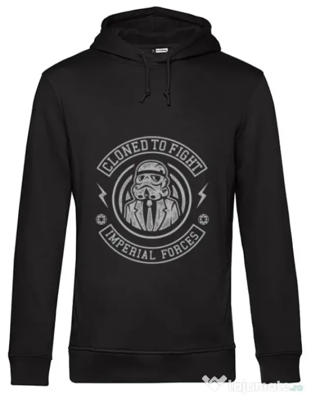 Hoodie barbat cu gluga Cloned to Fight Negru