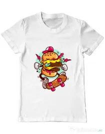 Tricou ADLER barbat Burger Skater Alb