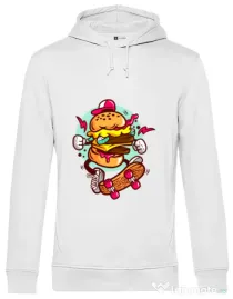 Hoodie barbat cu gluga Burger Skater Alb