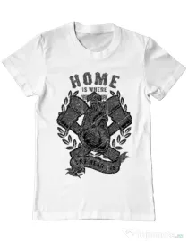 Tricou ADLER barbat Home Is Where Alb