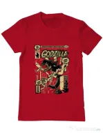 Tricou ADLER barbat Godzilla Rosu