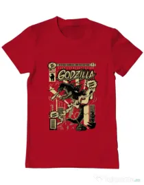 Tricou ADLER barbat Godzilla Rosu