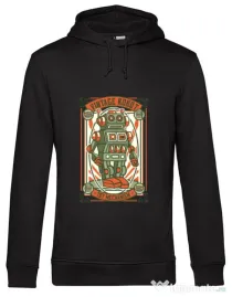 Hoodie barbat cu gluga Vintage Robot Negru