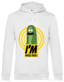 Hoodie barbat cu gluga I'm pickle Rick! Alb