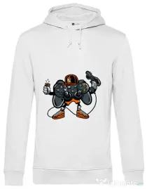 Hoodie barbat cu gluga Lets play Alb