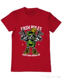 Tricou ADLER barbat Cash rules Rosu