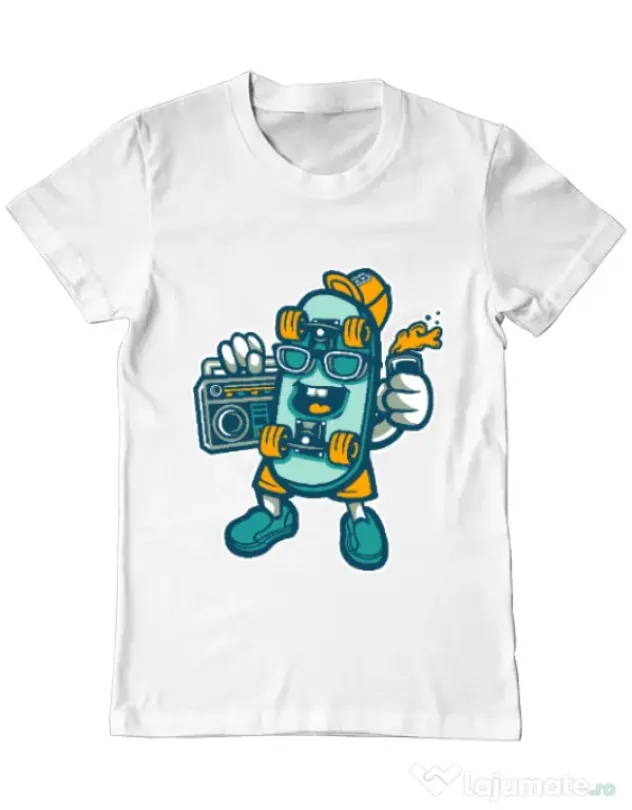 Tricou ADLER barbat Skate bastard Alb