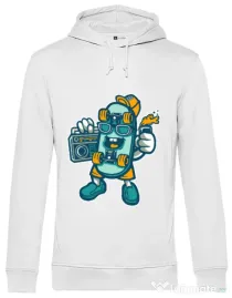 Hoodie barbat cu gluga Skate bastard Alb