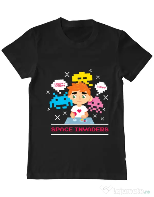 Tricou ADLER barbat Space Invader Negru