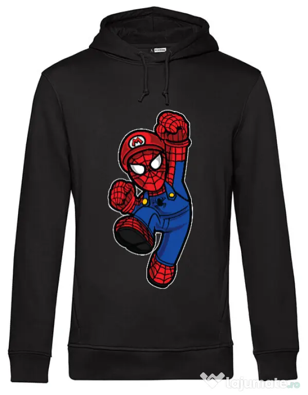 Hoodie barbat cu gluga Spider Plumber Negru
