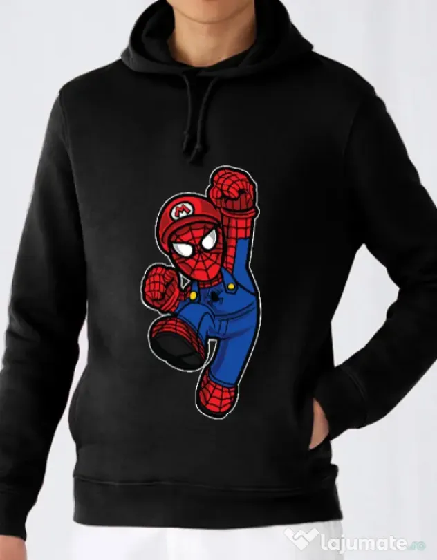 Hoodie barbat cu gluga Spider Plumber Negru