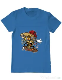 Tricou ADLER barbat Pizza Skater Albastru azuriu